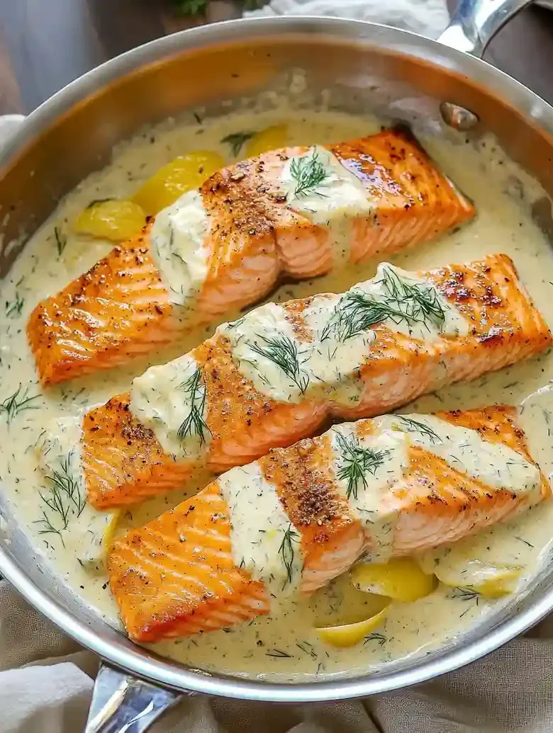 Salmon with Creamy Lemon Dill Sauce