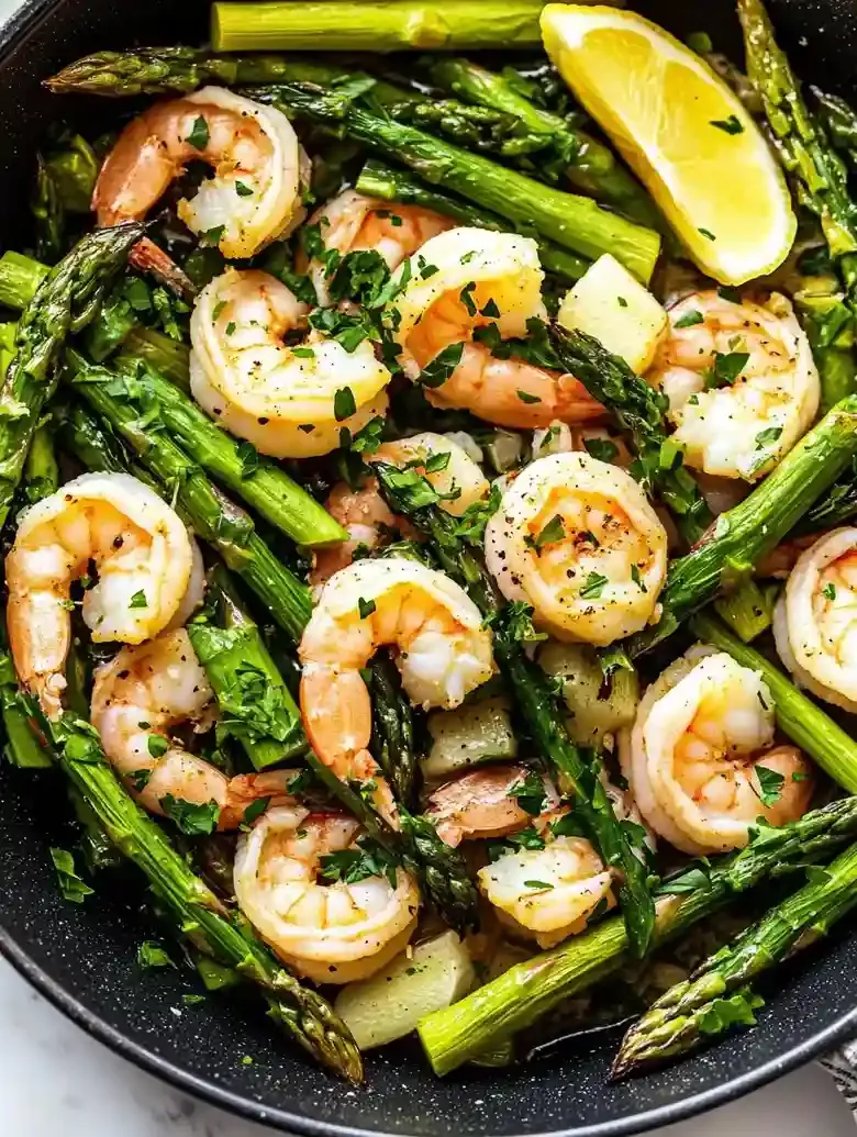 Shrimp and Asparagus Skillet Dinner