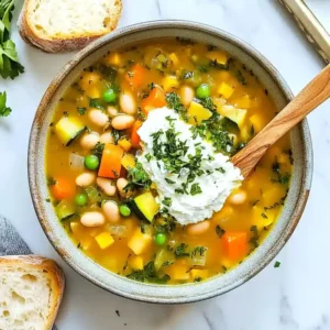 Spring Minestrone Soup with Herb Ricotta