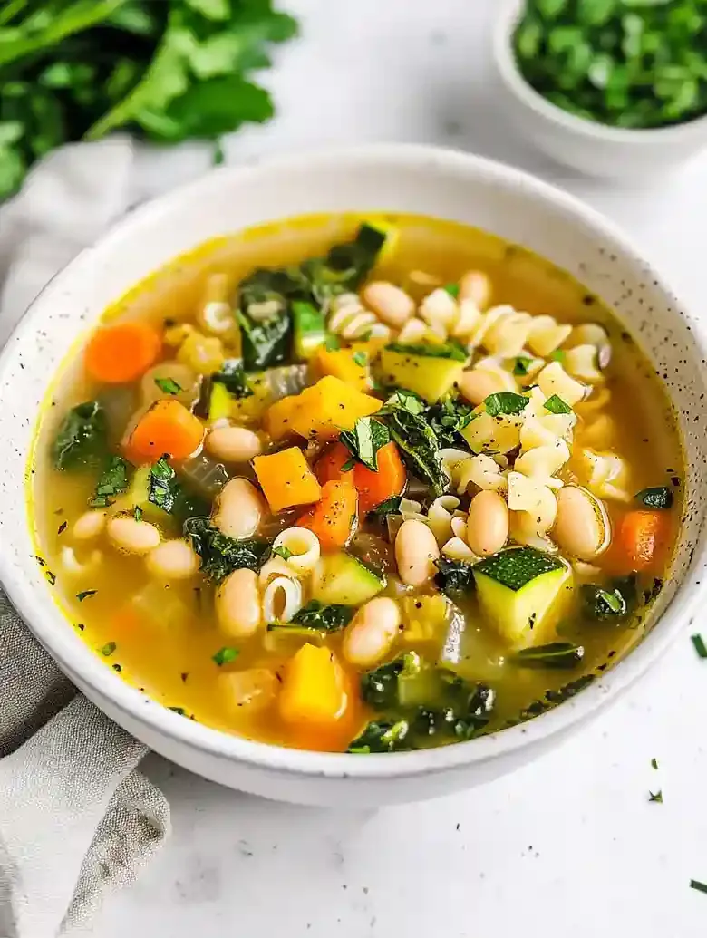 Spring Minestrone Soup with Herb Ricotta