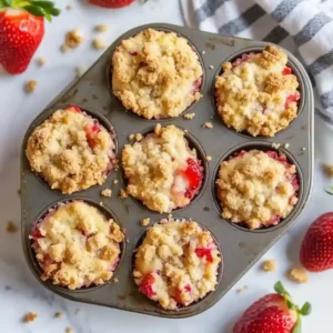 Strawberry Crumble Muffins with Crunchy Topping