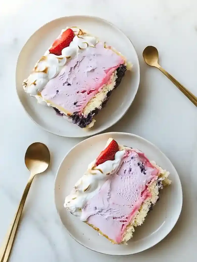 Strawberry Desserts Baked Alaska with Meringue