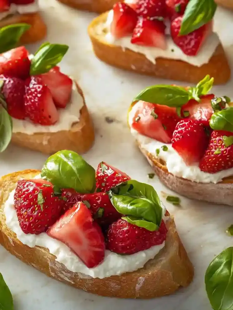 Strawberry Goat Cheese Bruschetta Appetizer