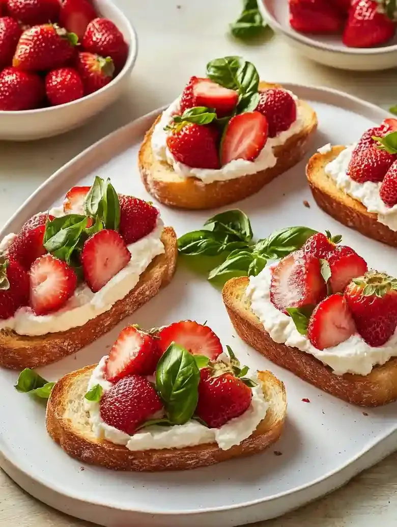 Strawberry Goat Cheese Bruschetta Appetizer