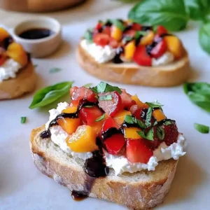 Strawberry Peach Bruschetta with Balsamic Glaze