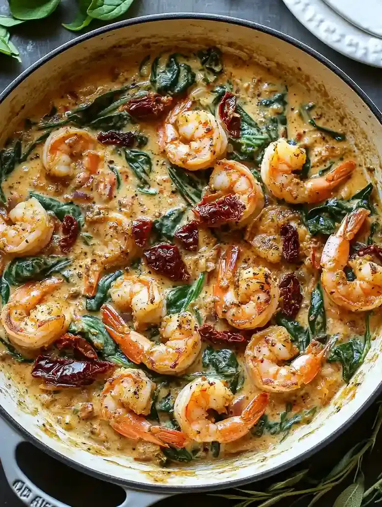 Tuscan Shrimp with Spinach and Artichokes