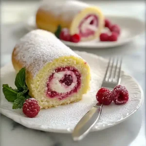 Vanilla Raspberry Cake Roll