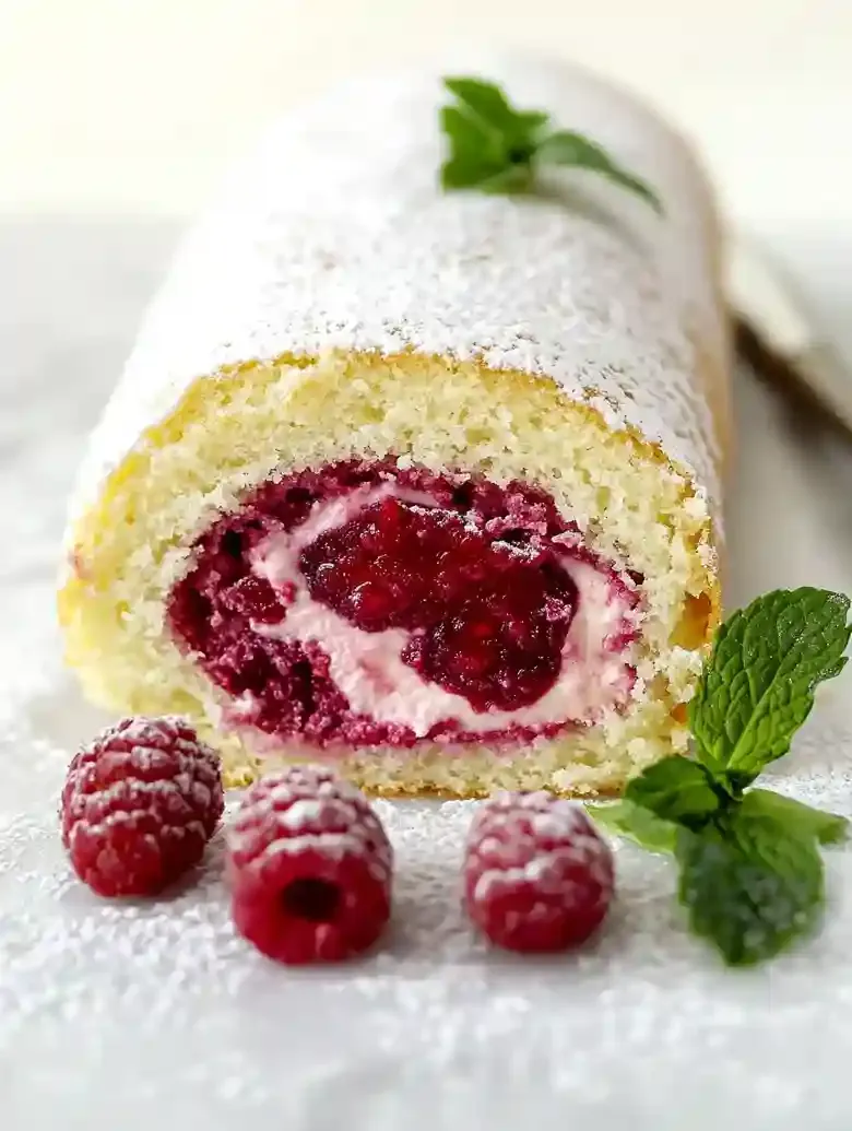 Vanilla Raspberry Cake Roll