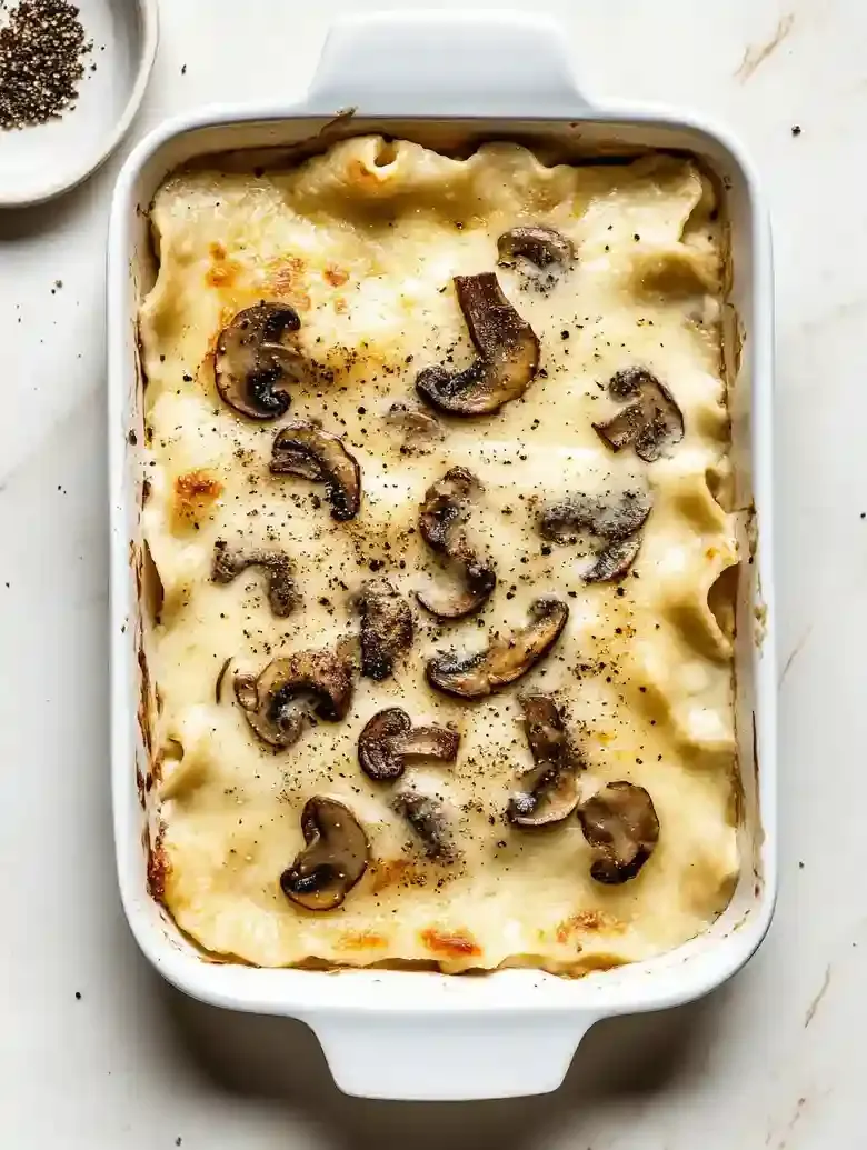 Vegetarian Mushroom Lasagna with Cheese Layers