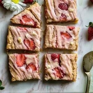 White Chocolate Strawberry Blondies Dessert