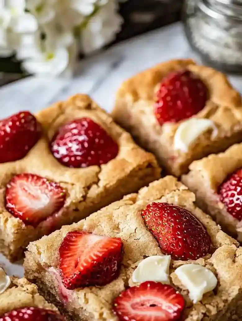 White Chocolate Strawberry Blondies Dessert