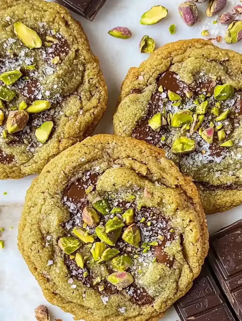Chewy Pistachio Chocolate Chip Cookies