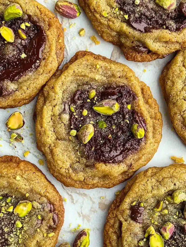 Chewy Pistachio Chocolate Chip Cookies