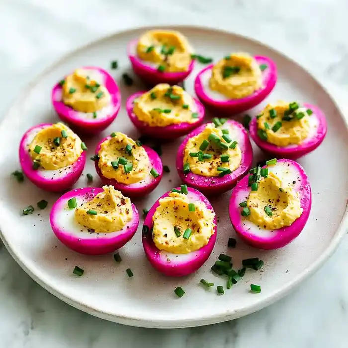 Colorful Beet Pickled Deviled Eggs