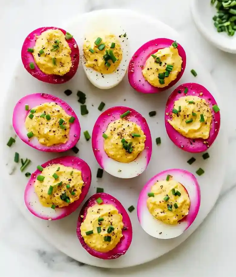 Colorful Beet Pickled Deviled Eggs