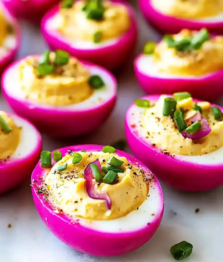 Colorful Beet Pickled Deviled Eggs