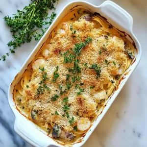 Creamy Seafood Tetrazzini Bake