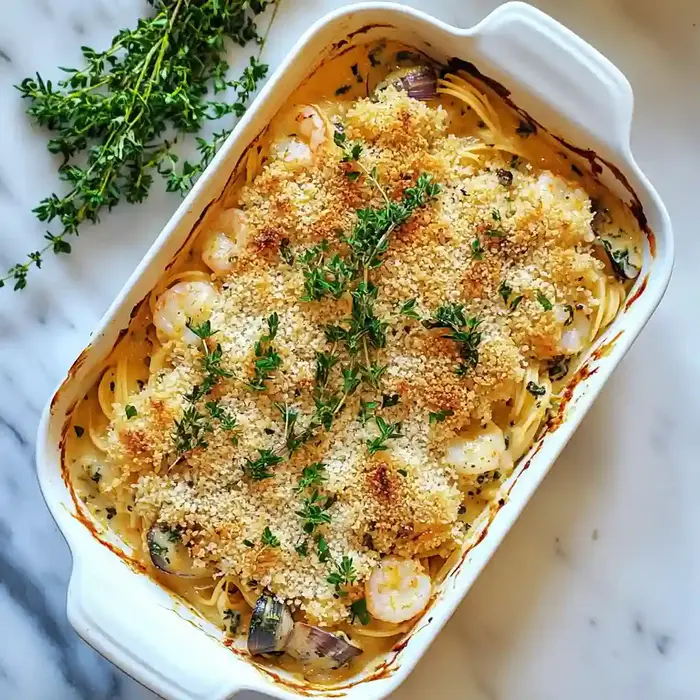 Creamy Seafood Tetrazzini Bake