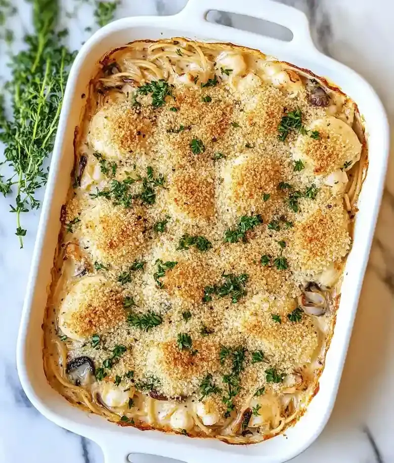 Creamy Seafood Tetrazzini Bake