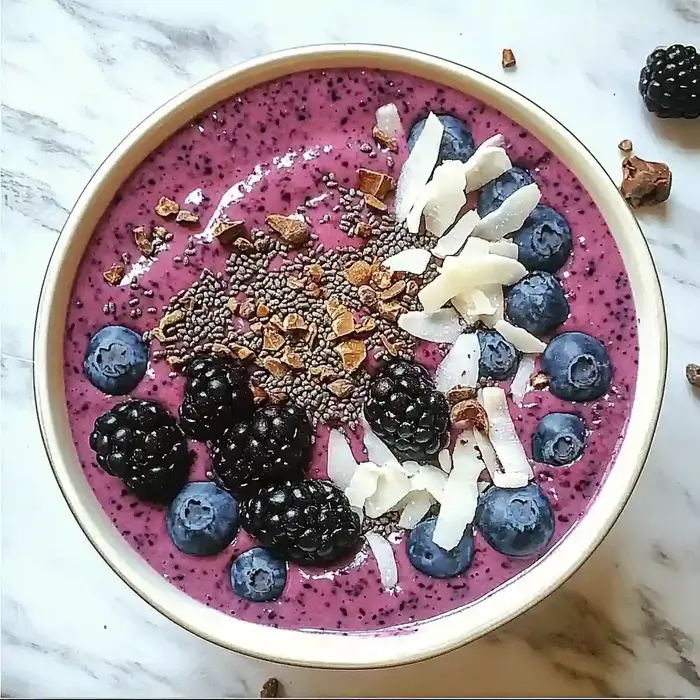 Delicious Blackberry Maca Smoothie Bowl