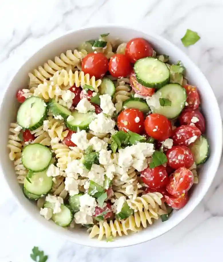 Delicious Low FODMAP Cucumber Dill Pasta Salad