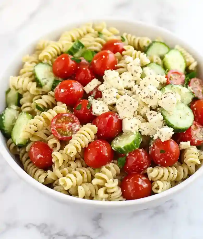 Delicious Low FODMAP Cucumber Dill Pasta Salad