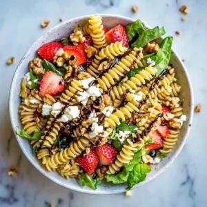 Easy Balsamic Strawberry Pasta Salad