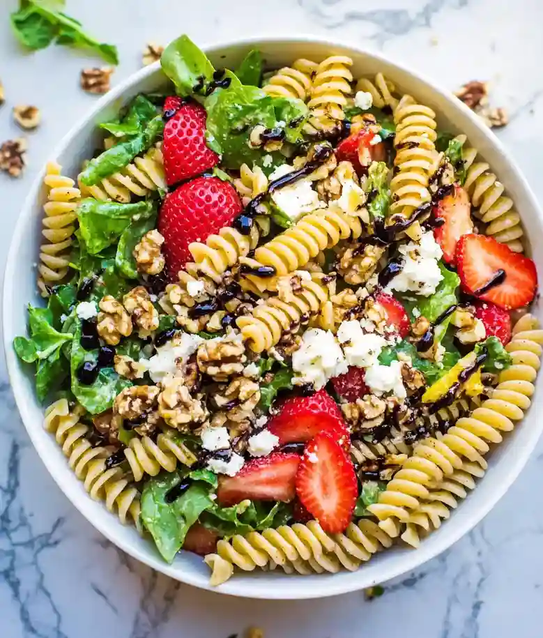 Easy Balsamic Strawberry Pasta Salad