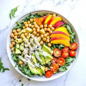 Fresh Arugula and Peach Pasta Salad