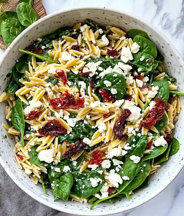 Fresh Spinach Orzo Salad Recipe
