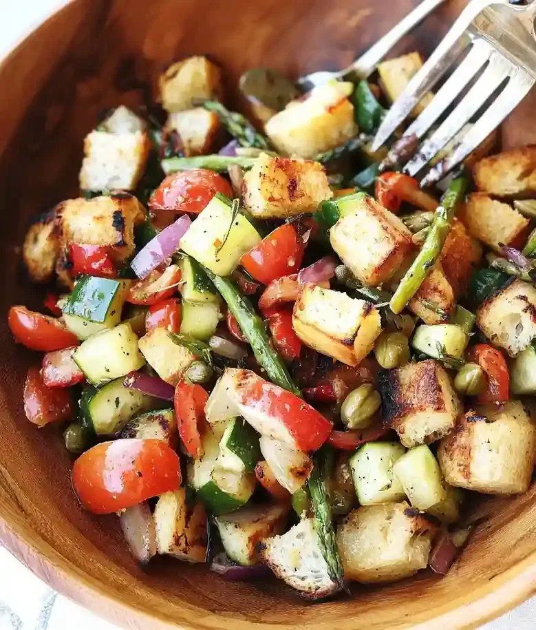 Grilled Spring Veggie Panzanella Salad