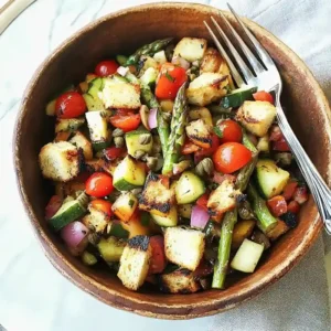 Grilled Spring Veggie Panzanella Salad