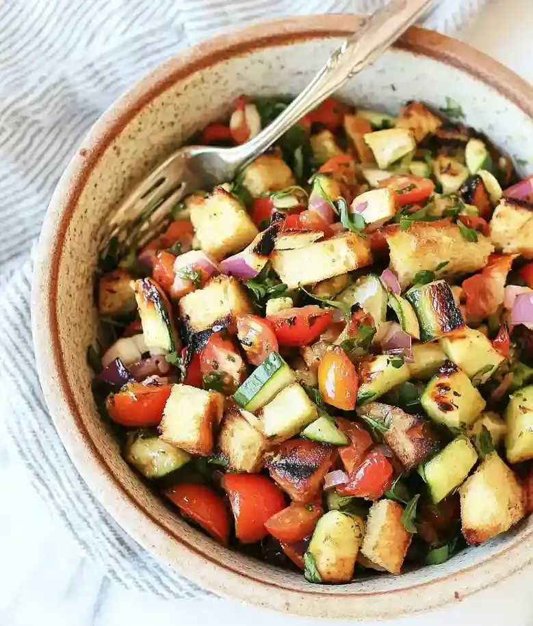 Grilled Spring Veggie Panzanella Salad