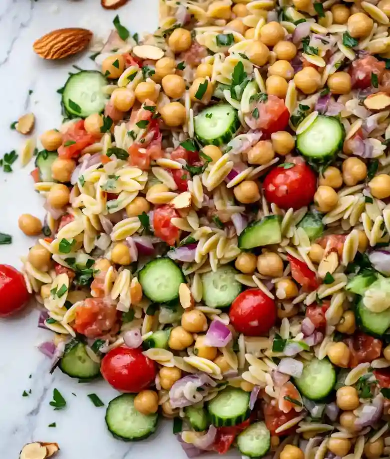 Healthy Lemon Orzo Chickpea Salad