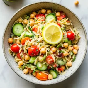 Healthy Lemon Orzo Chickpea Salad