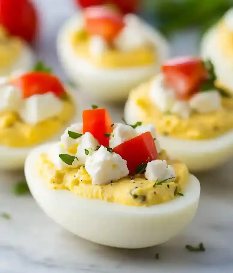 Mediterranean Feta Deviled Eggs