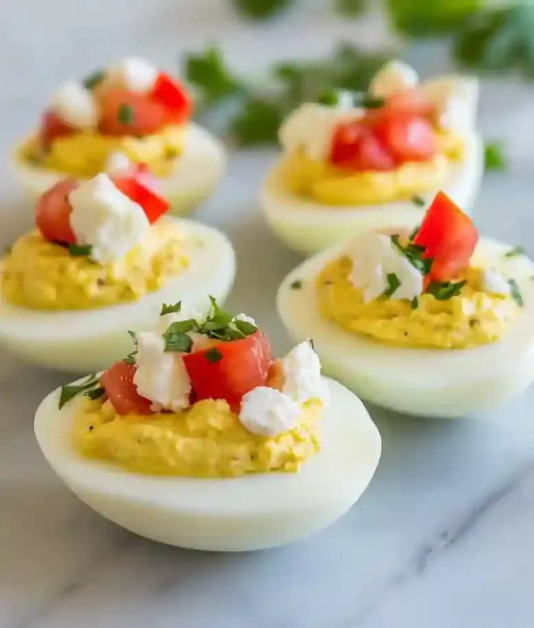 Mediterranean Feta Deviled Eggs