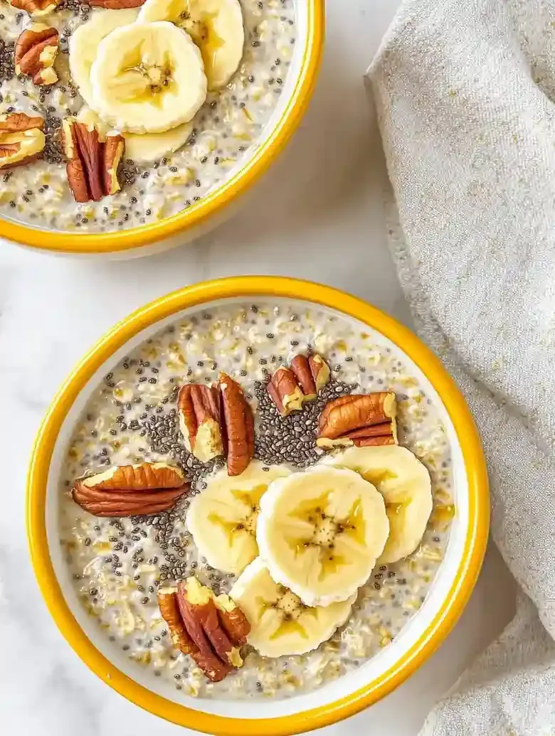 Protein Oatmeal with Bananas and Pecans