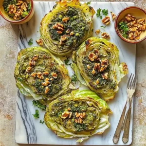 Roasted Cabbage Steaks with Walnuts
