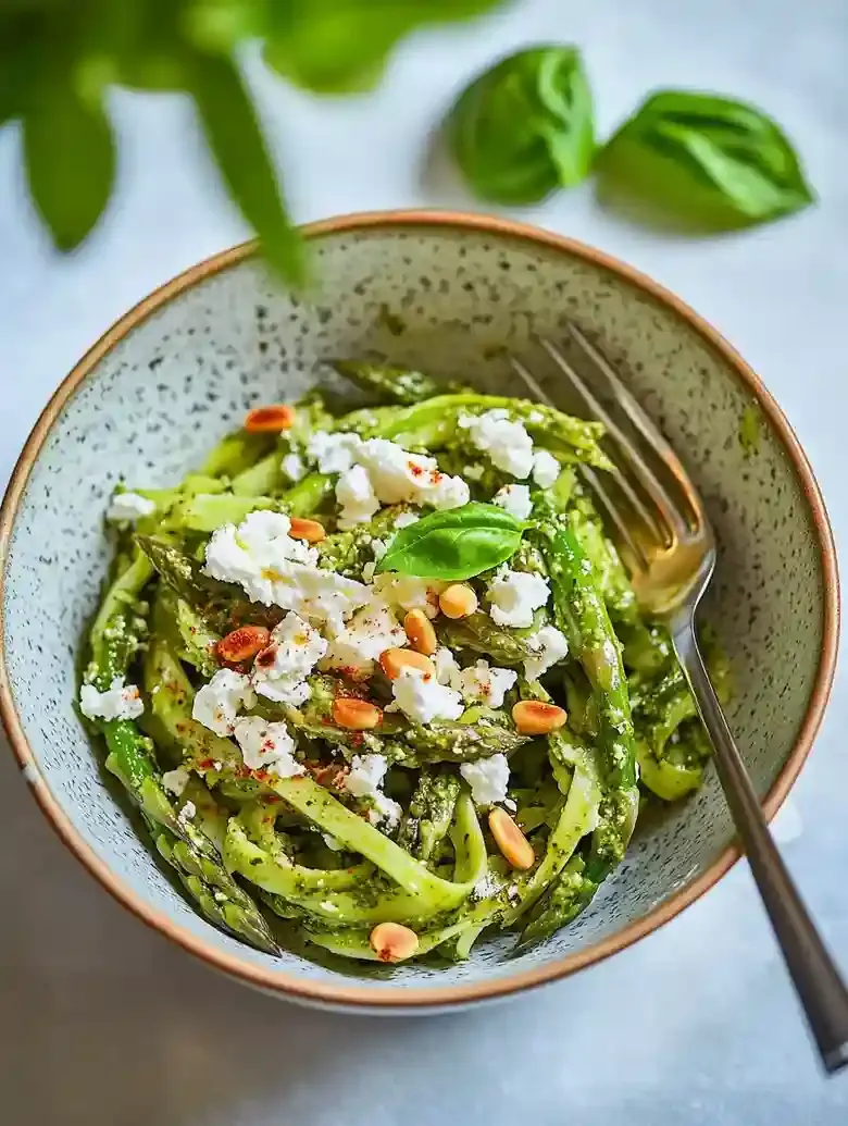 Shaved Asparagus Noodles with Pesto