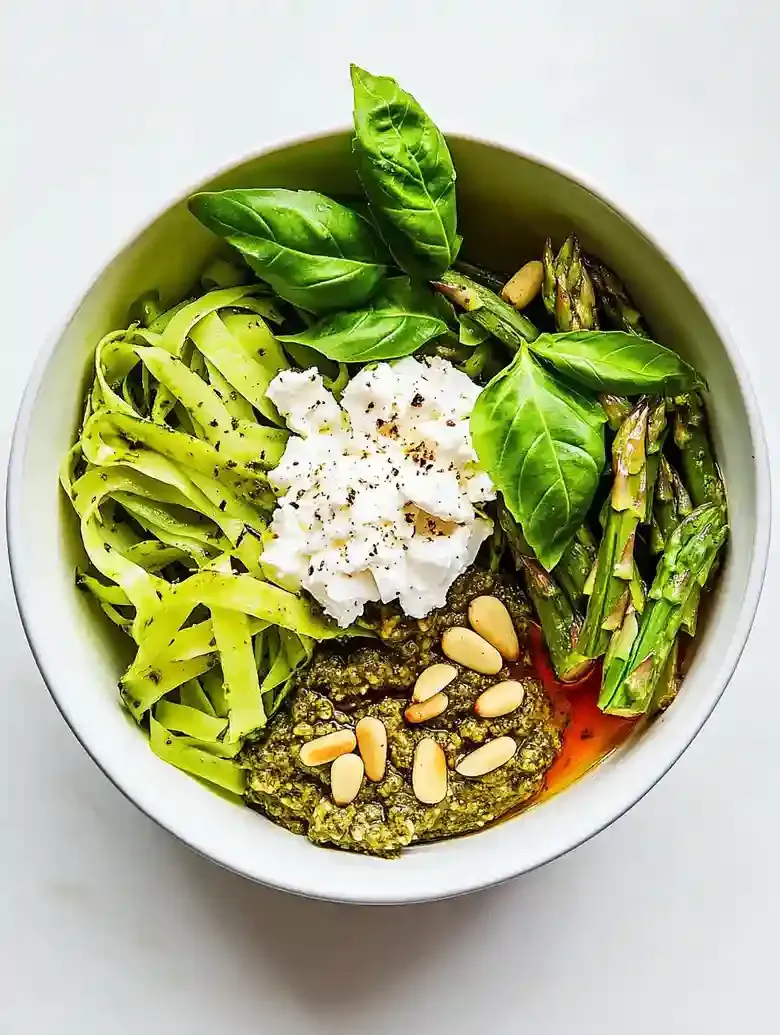 Shaved Asparagus Noodles with Pesto