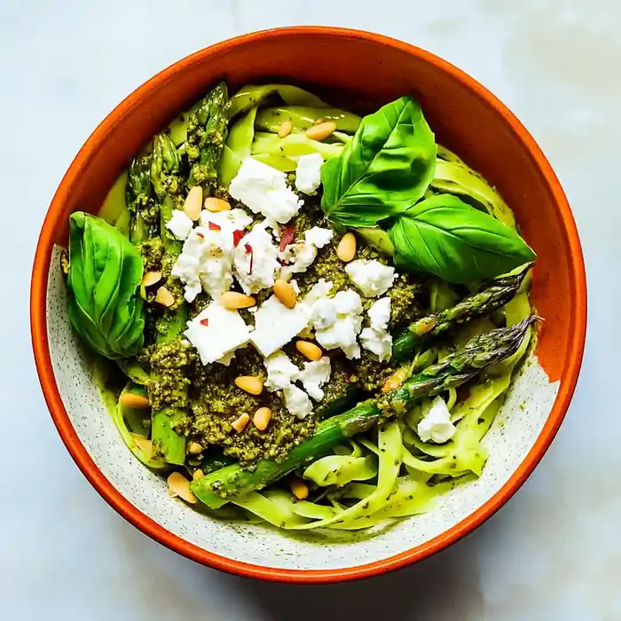 Shaved Asparagus Noodles with Pesto