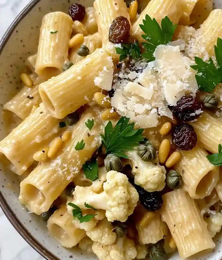 Sicilian Pasta with Cauliflower and Raisins