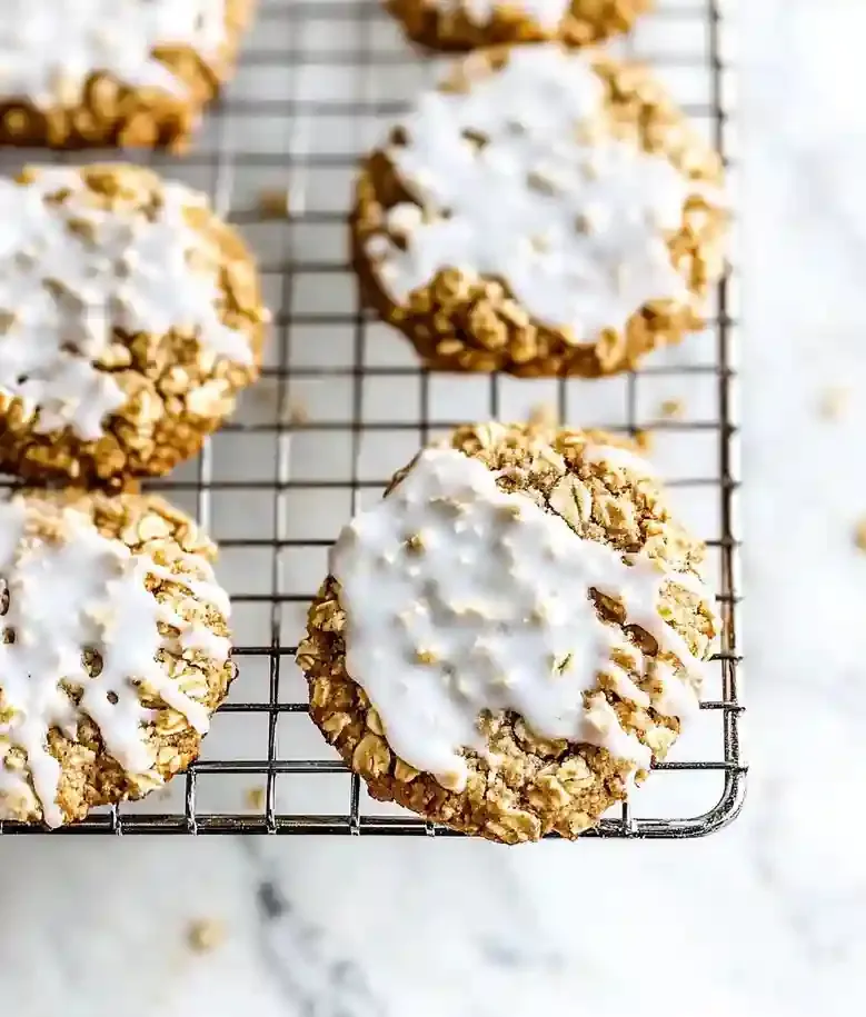 Soft and Chewy Iced Oatmeal Cookies