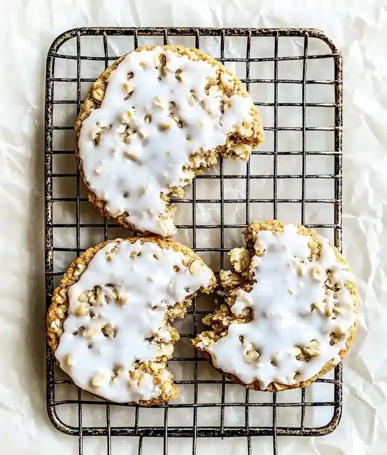 Soft and Chewy Iced Oatmeal Cookies