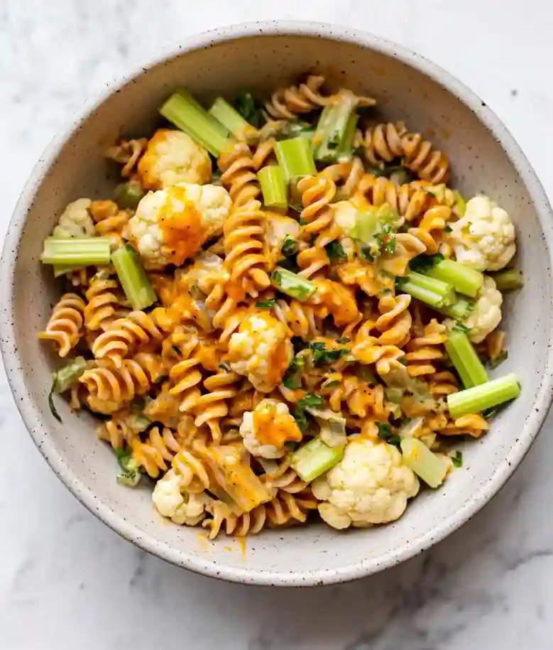 Spicy Buffalo Cauliflower Pasta Salad