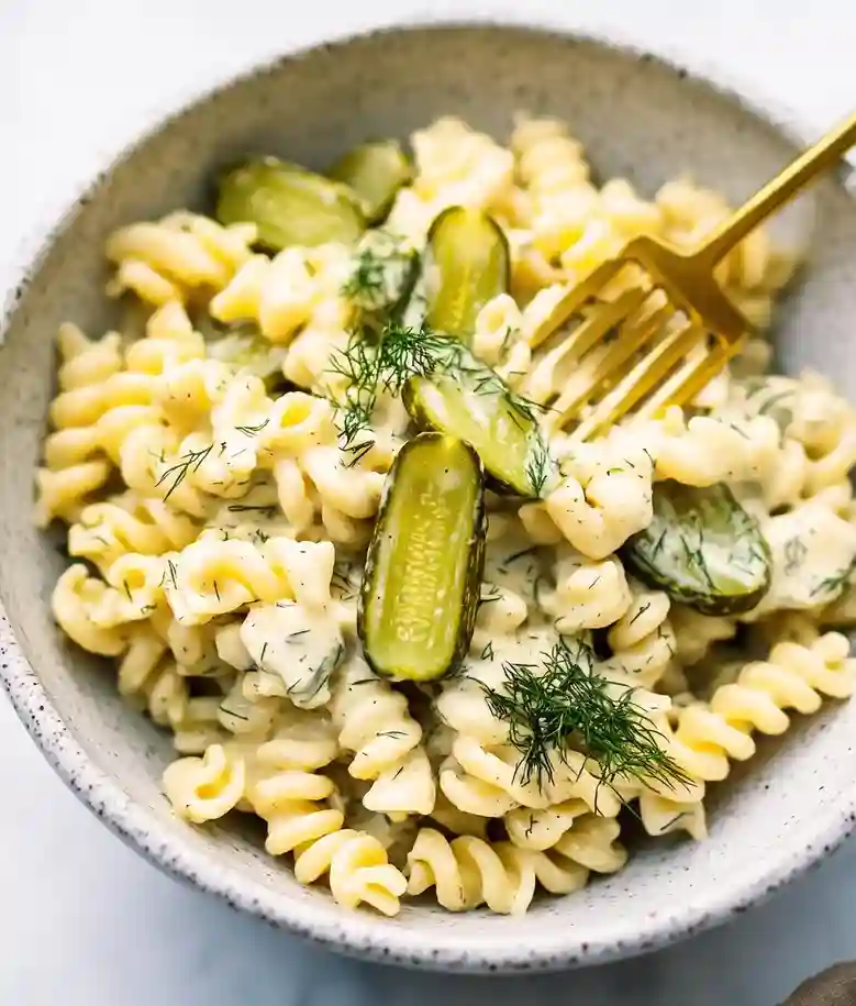 Vegan Dill Pickle Pasta Salad