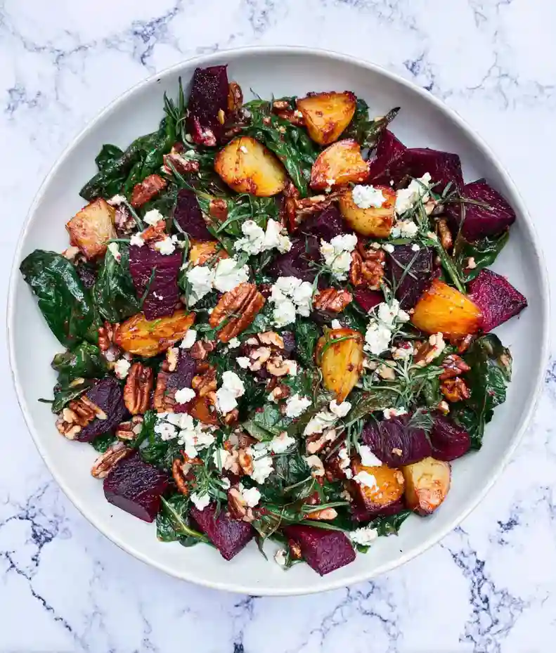 Buttery Beet Salad with Dandelion Greens