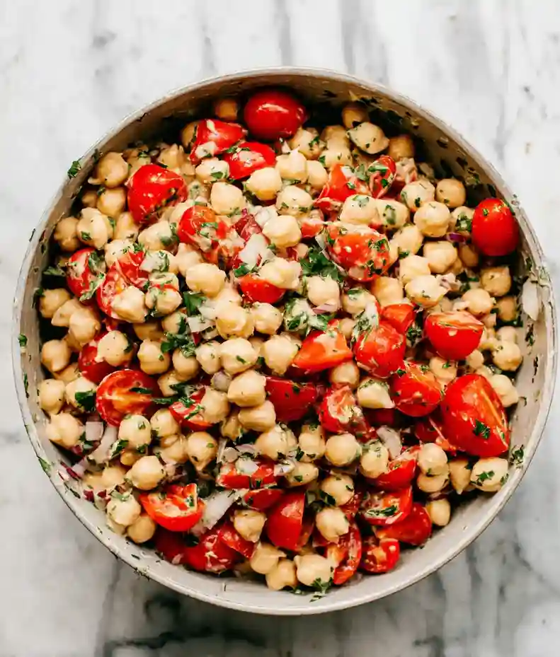 Chickpea Tomato Salad with Lemon Dressing