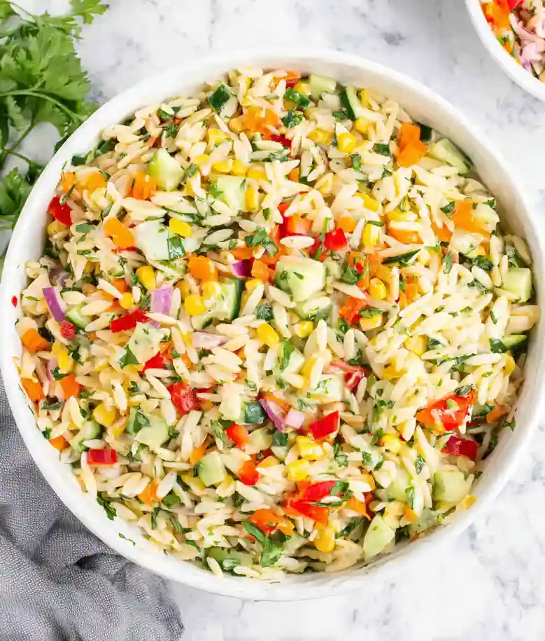 Colorful Rainbow Orzo Salad Recipe